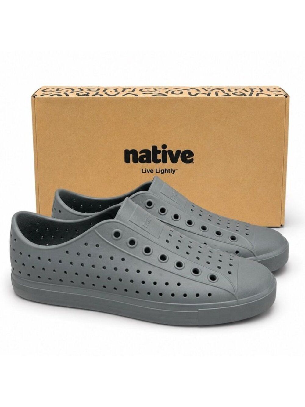 Native Jefferson Archive Slip-On Water Shoes Full Metal Grey M9 W11 Lightweight